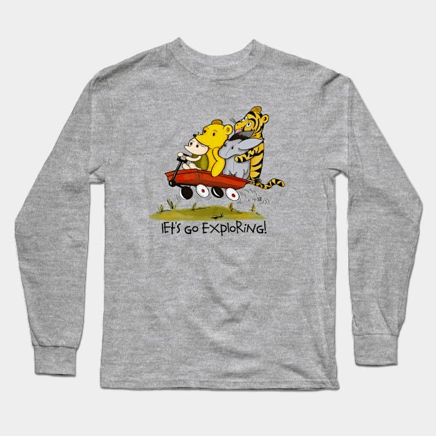 Let's Go Exploring with Classic Winnie the Pooh, Piglet, Eeyore and Tigger too! Long Sleeve T-Shirt by Alt World Studios